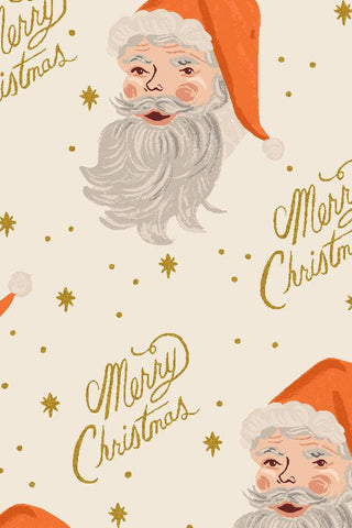 Holiday Classics Santa By Rifle Paper Co. For Cotton + Steel Cream / Metallic