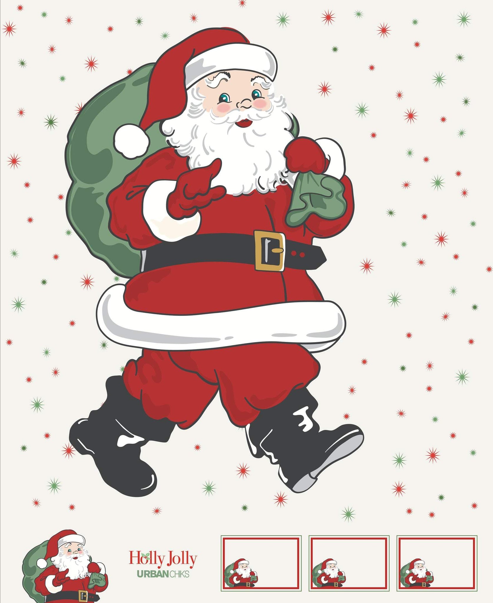 Holly Jolly Santa Panel By Urban Chiks For Moda Multi
