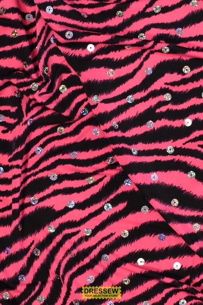 Hologram Sequin Zebra Knit Pink / Black