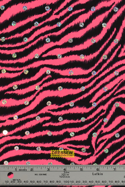 Hologram Sequin Zebra Knit Pink / Black