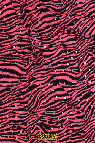 Hologram Sequin Zebra Knit Pink / Black