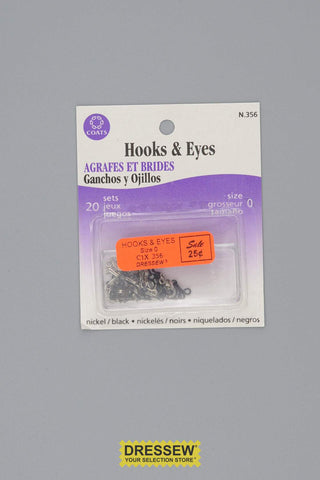 Hooks & Eyes Size 0 Black & Silver