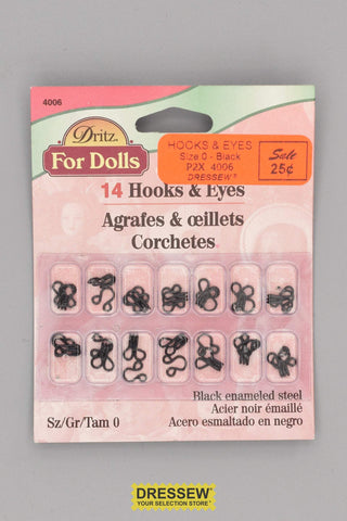 Hooks & Eyes Size 0 Black
