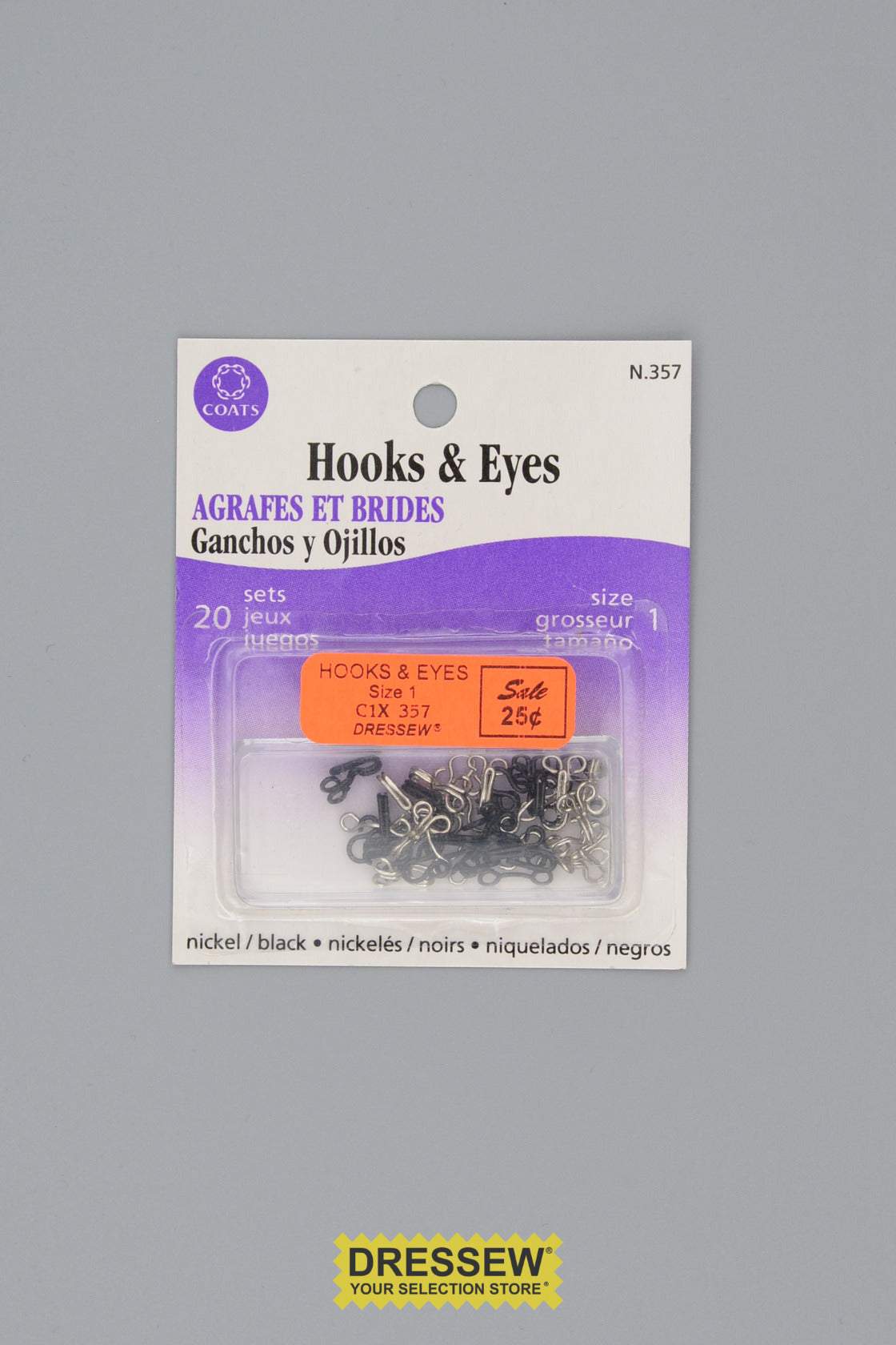Hooks & Eyes Size 1 Black & Silver