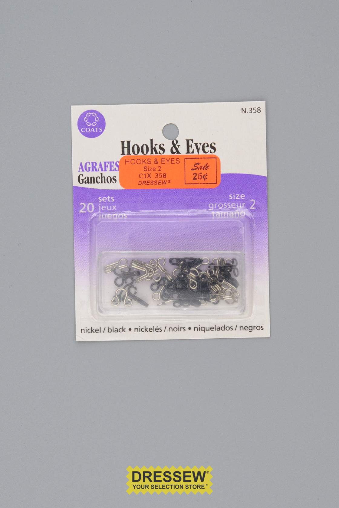 Hooks & Eyes Size 2 Black & Silver