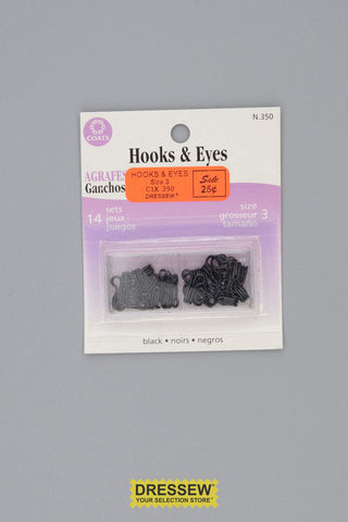 Hooks & Eyes Size 3 Black