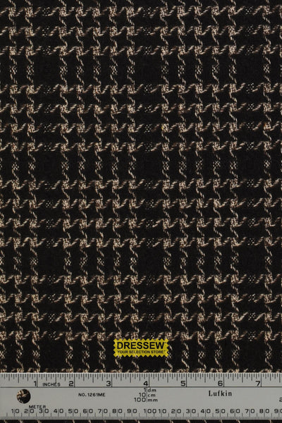 Houndstooth Check Coating Black / Ecru / Brown