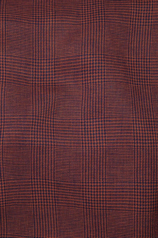 Houndstooth Plaid Linen Brick / Navy