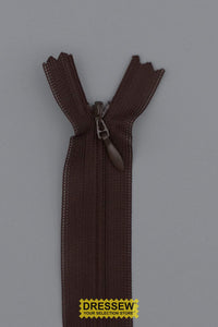 Invisible Closed End Zipper 18cm (7") Brown