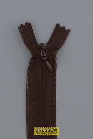 Invisible Closed End Zipper 23cm (9") Brown