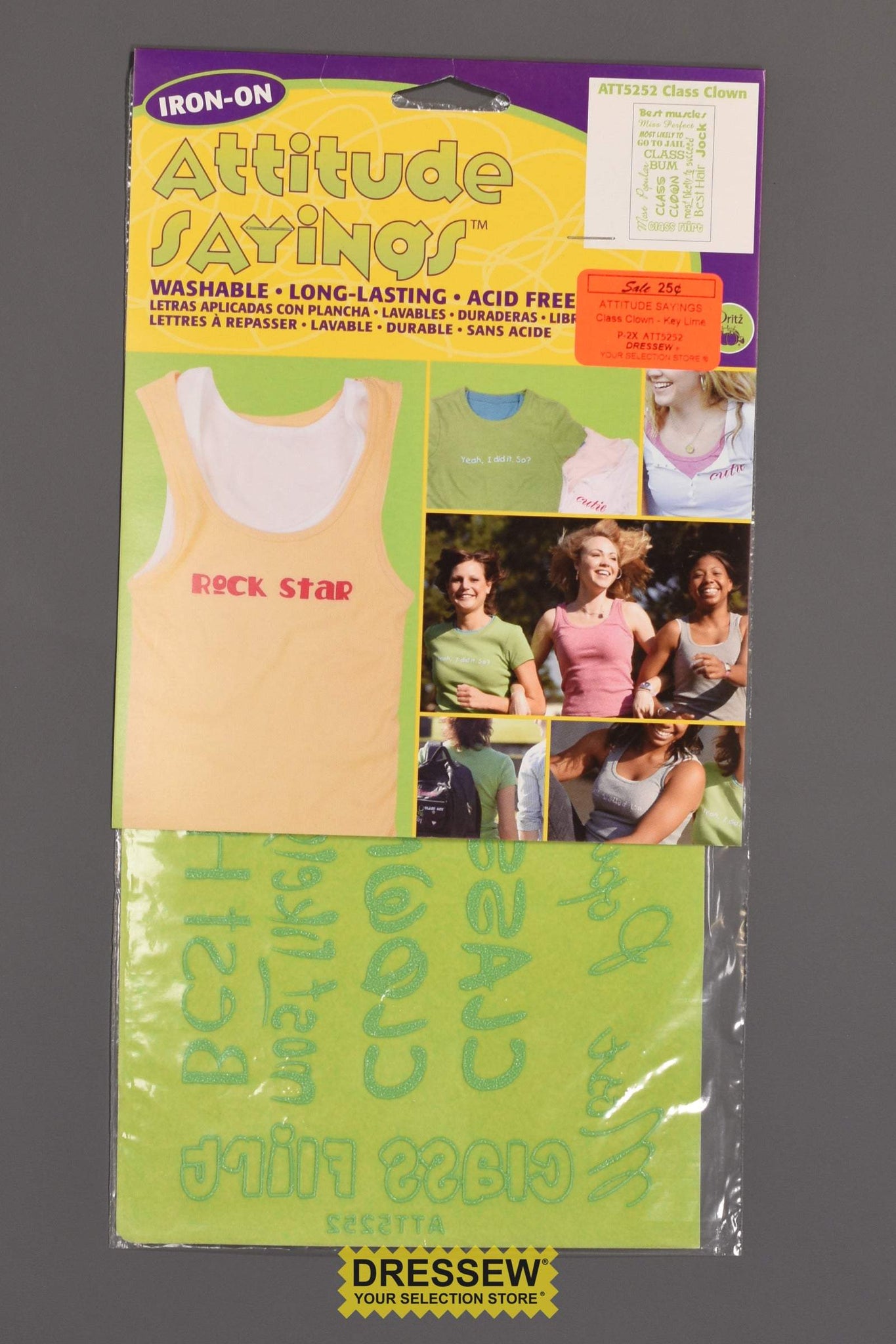 Iron-On Attitude Sayings Class Clown Key Lime