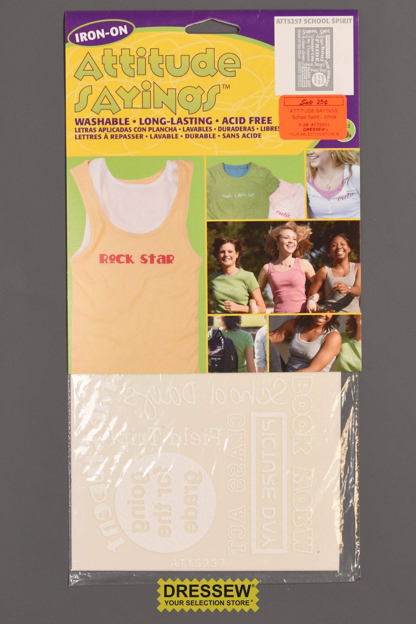 Iron-On Attitude Sayings School Spirit White