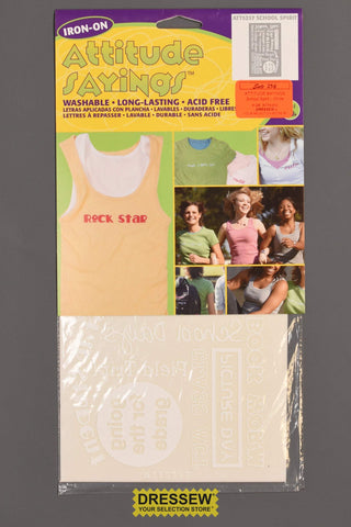 Iron-On Attitude Sayings School Spirit White