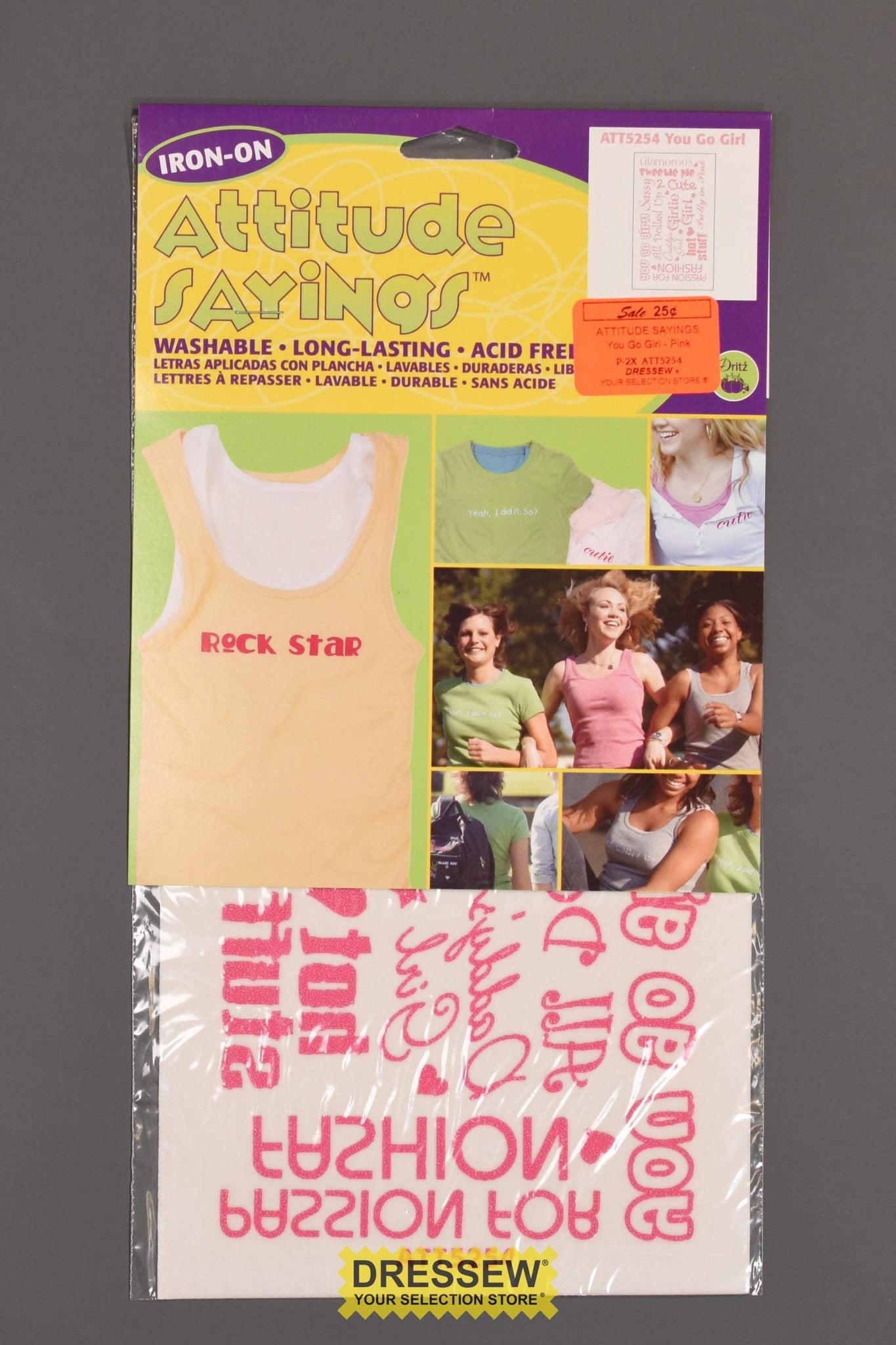 Iron-On Attitude Sayings You Go Girl Pink