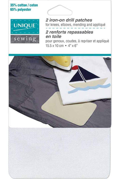 Iron-On Drill Patches White