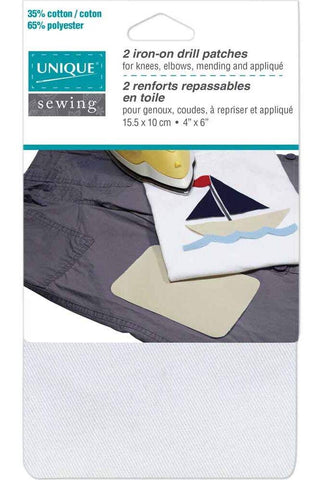 Iron-On Drill Patches White