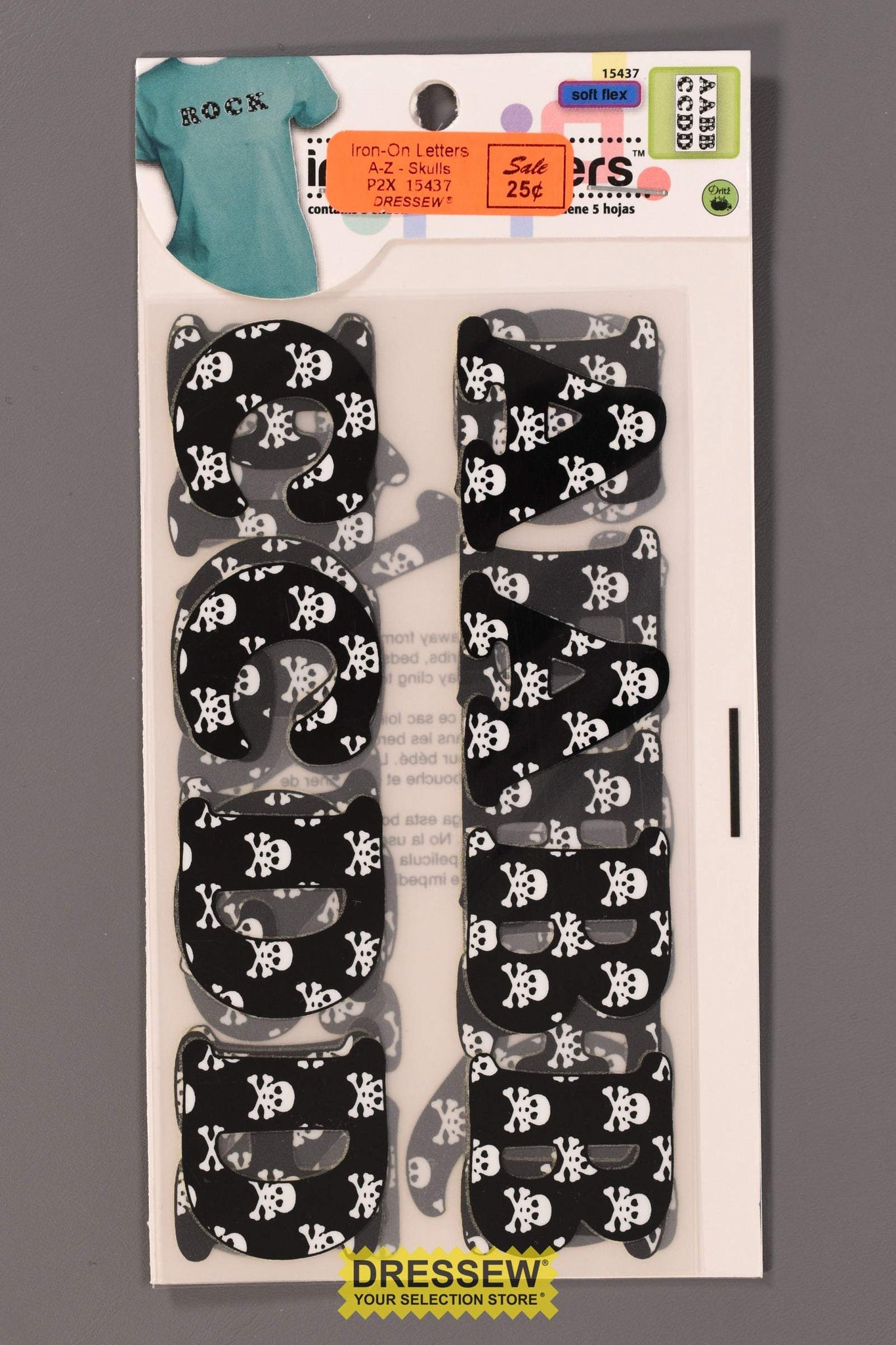 Iron-On Letters - 1-1/4" - A-Z Skulls