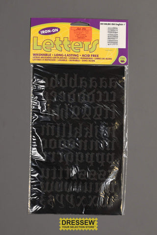 Iron-On Letters - 1" - A-Z Black Old English
