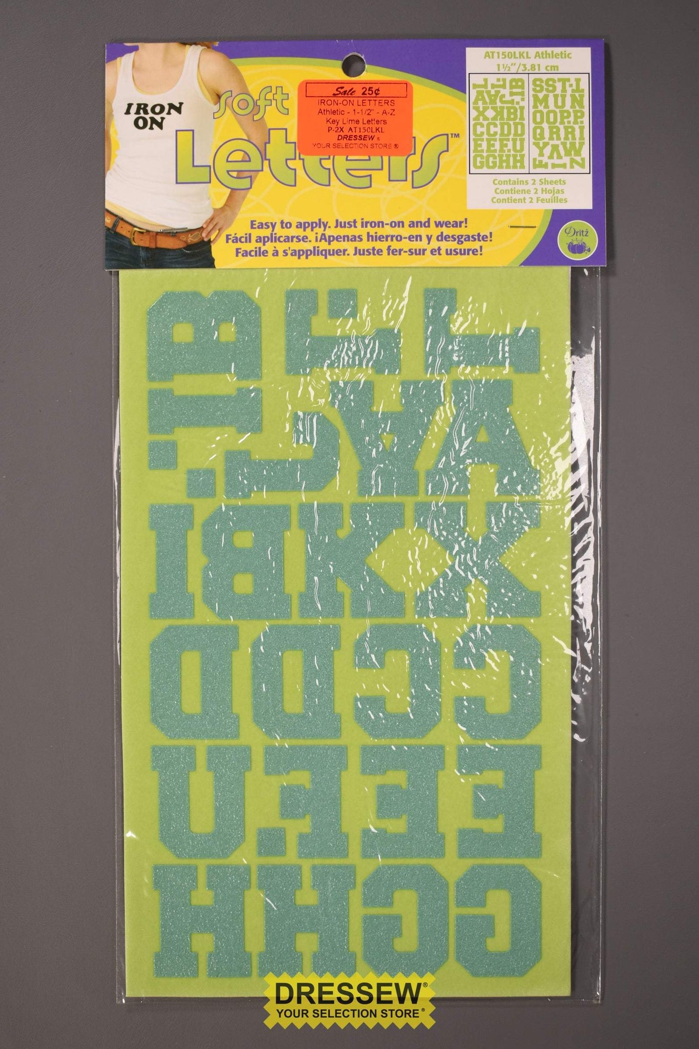 Iron-On Letters Athletic - 1-1/2" - A-Z Key Lime Letters