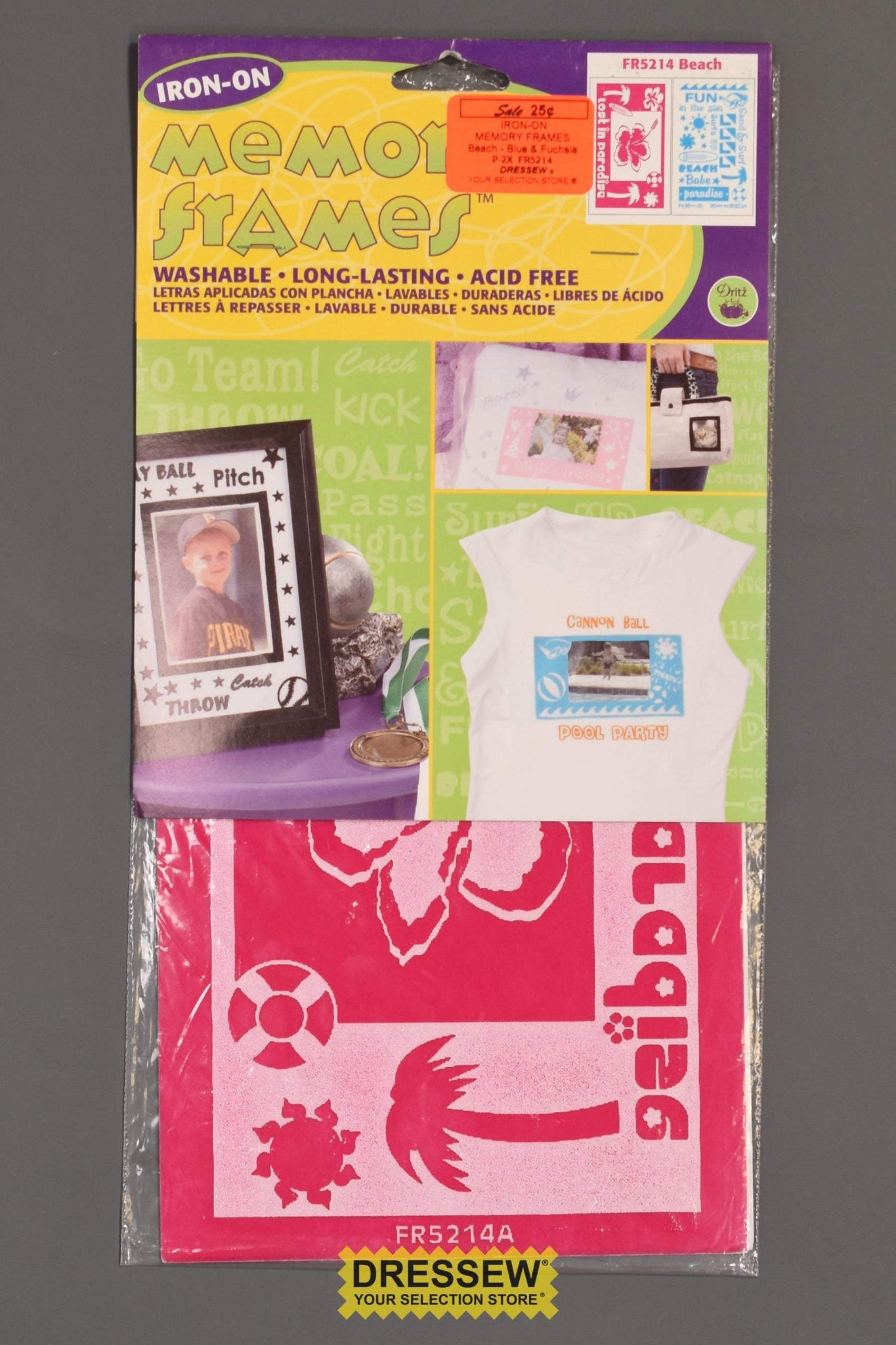 Iron-On Memory Frames Beach Blue & Fuchsia