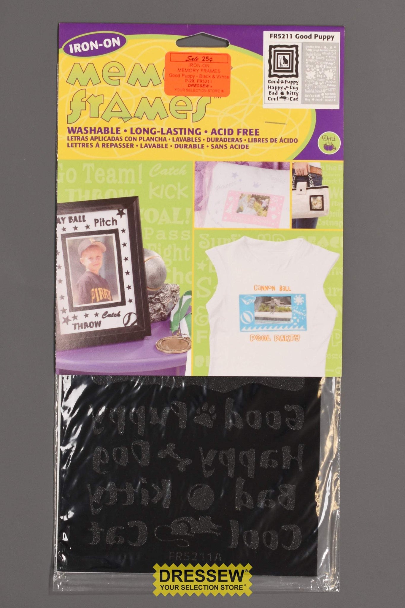 Iron-On Memory Frames Good Puppy Black & White