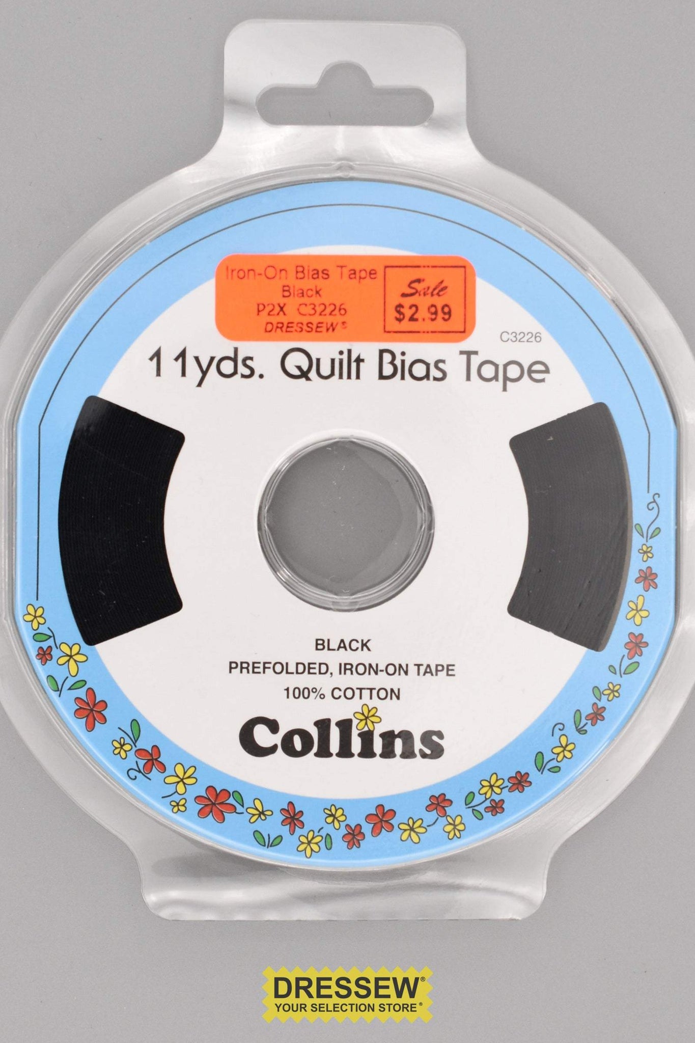Iron-On Quilt Bias Tape 6mm (1/4") Black