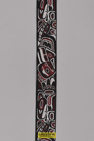 Jacquard Braid 25mm (1") Black / Red