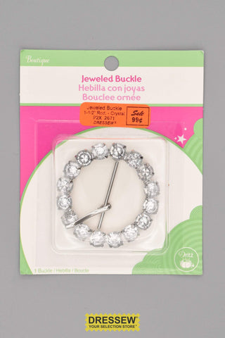 Jeweled Buckle 1-1/2" Round Crystal