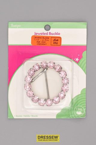 Jeweled Buckle 1-1/2" Round Light Pink