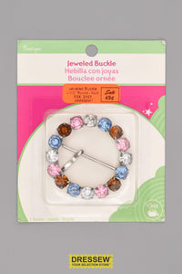 Jeweled Buckle 1-1/2" Round Multi