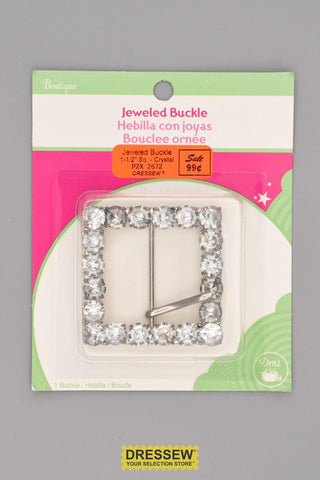 Jeweled Buckle 1-1/2" Square Crystal