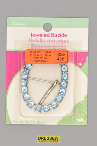 Jeweled Buckle Oval Light Blue