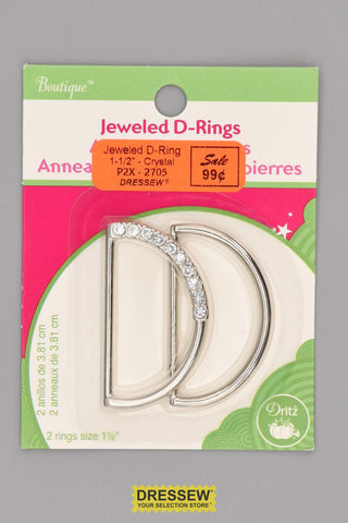 Jeweled & Plain D-Rings 1-1/2" Crystal