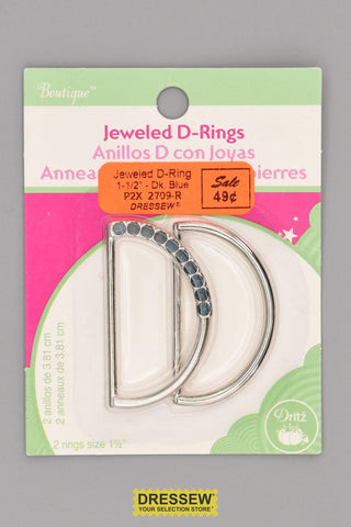 Jeweled & Plain D-Rings 1-1/2" Dark Blue