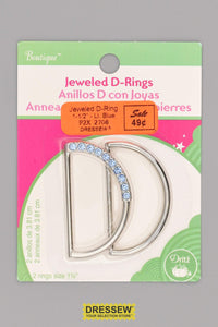 Jeweled & Plain D-Rings 1-1/2" Light Blue