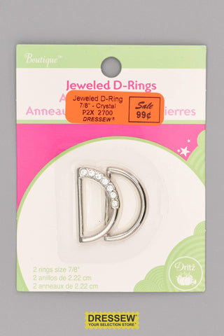 Jeweled & Plain D-Rings 7/8" Crystal