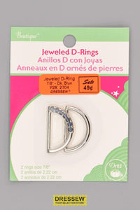 Jeweled & Plain D-Rings 7/8" Dark Blue