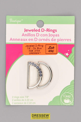 Jeweled & Plain D-Rings 7/8" Dark Blue