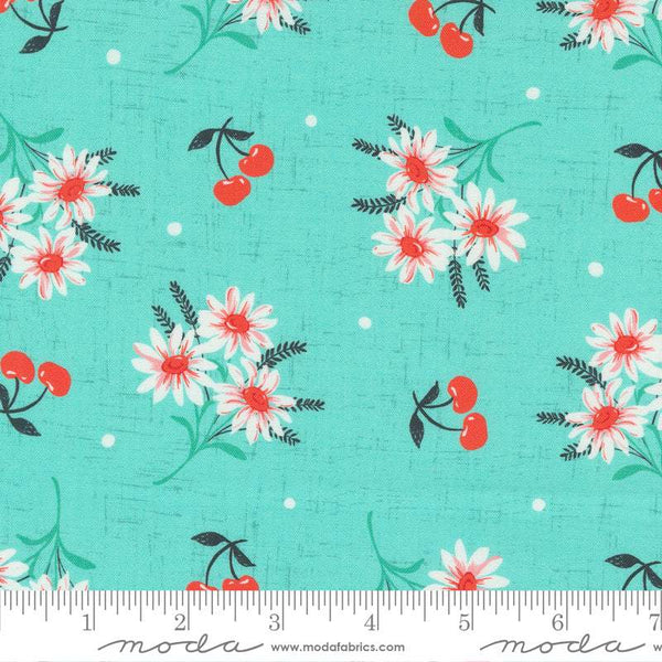 Julia Cherry Daisy By Crystal Manning For Moda Robins Egg