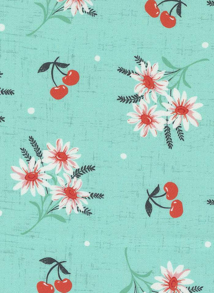 Julia Cherry Daisy By Crystal Manning For Moda Robins Egg