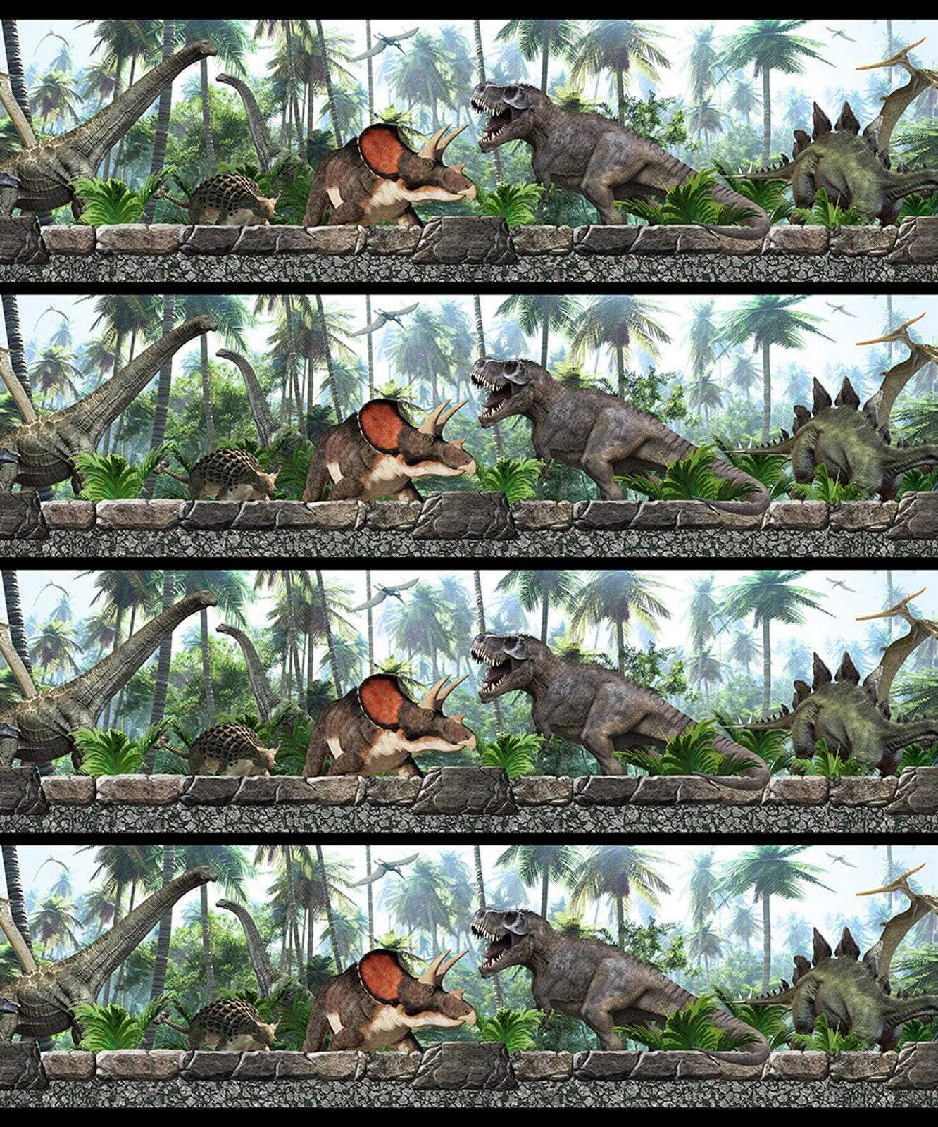 Jurassic Dinosaur Border Print Multi