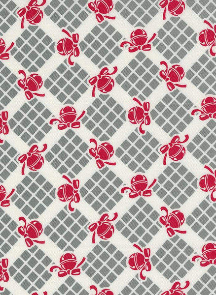 Kitty Christmas Bells and Checks By Urban Chiks For Moda Coal