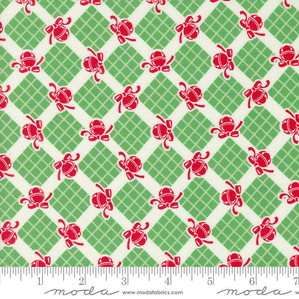 Kitty Christmas Bells and Checks By Urban Chiks For Moda Holly