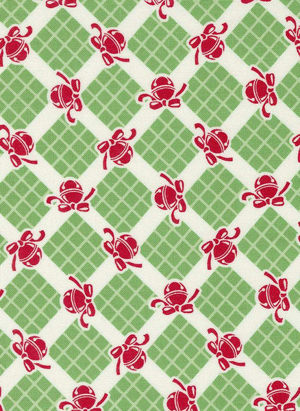 Kitty Christmas Bells and Checks By Urban Chiks For Moda Holly