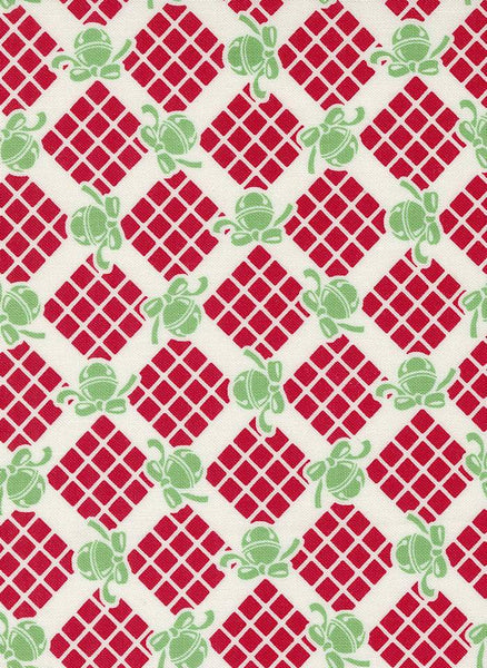 Kitty Christmas Bells and Checks By Urban Chiks For Moda Snow