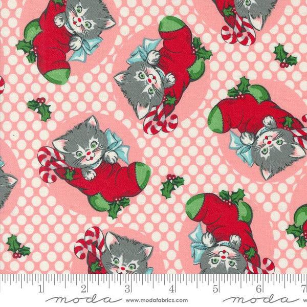 Kitty Christmas Kitty Stockings By Urban Chiks For Moda Cheeky Pink