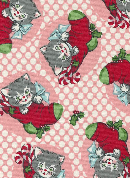 Kitty Christmas Kitty Stockings By Urban Chiks For Moda Cheeky Pink