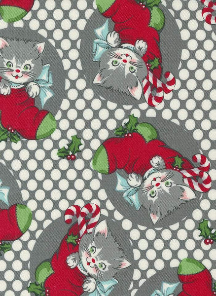 Kitty Christmas Kitty Stockings By Urban Chiks For Moda Coal