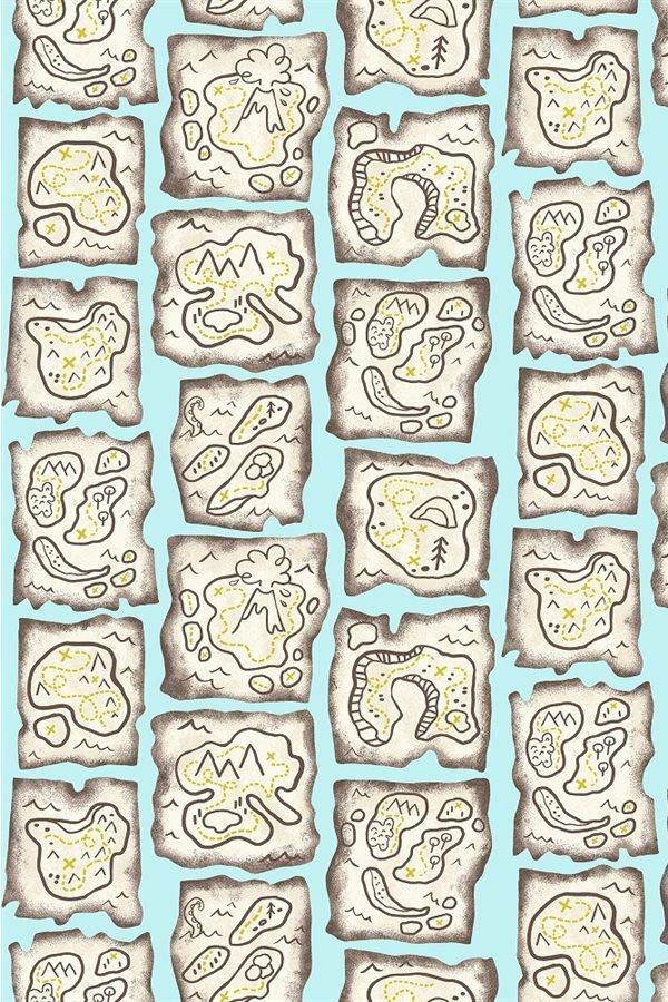 Kraken Treasure Map By Julia Green For RJR Fabrics Aqua
