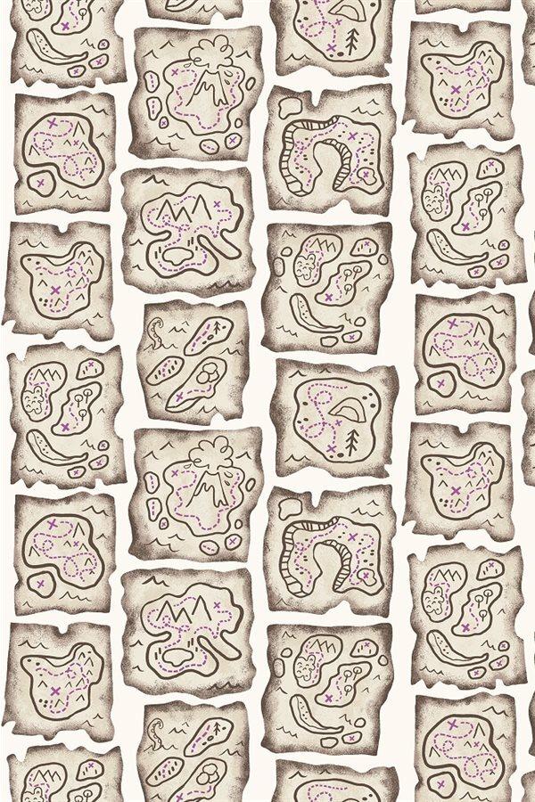 Kraken Treasure Map By Julia Green For RJR Fabrics Sand